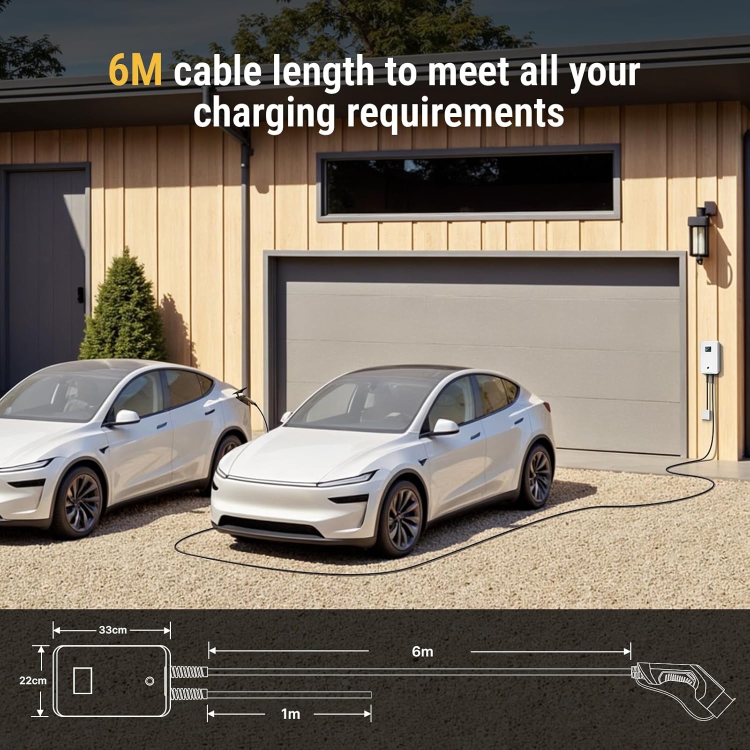 Chargeur EV Type 2 7KW-APP 32 A 7,68 kW câble 6,1 m Bluetooth WiFi IEC 62196-2 blanc