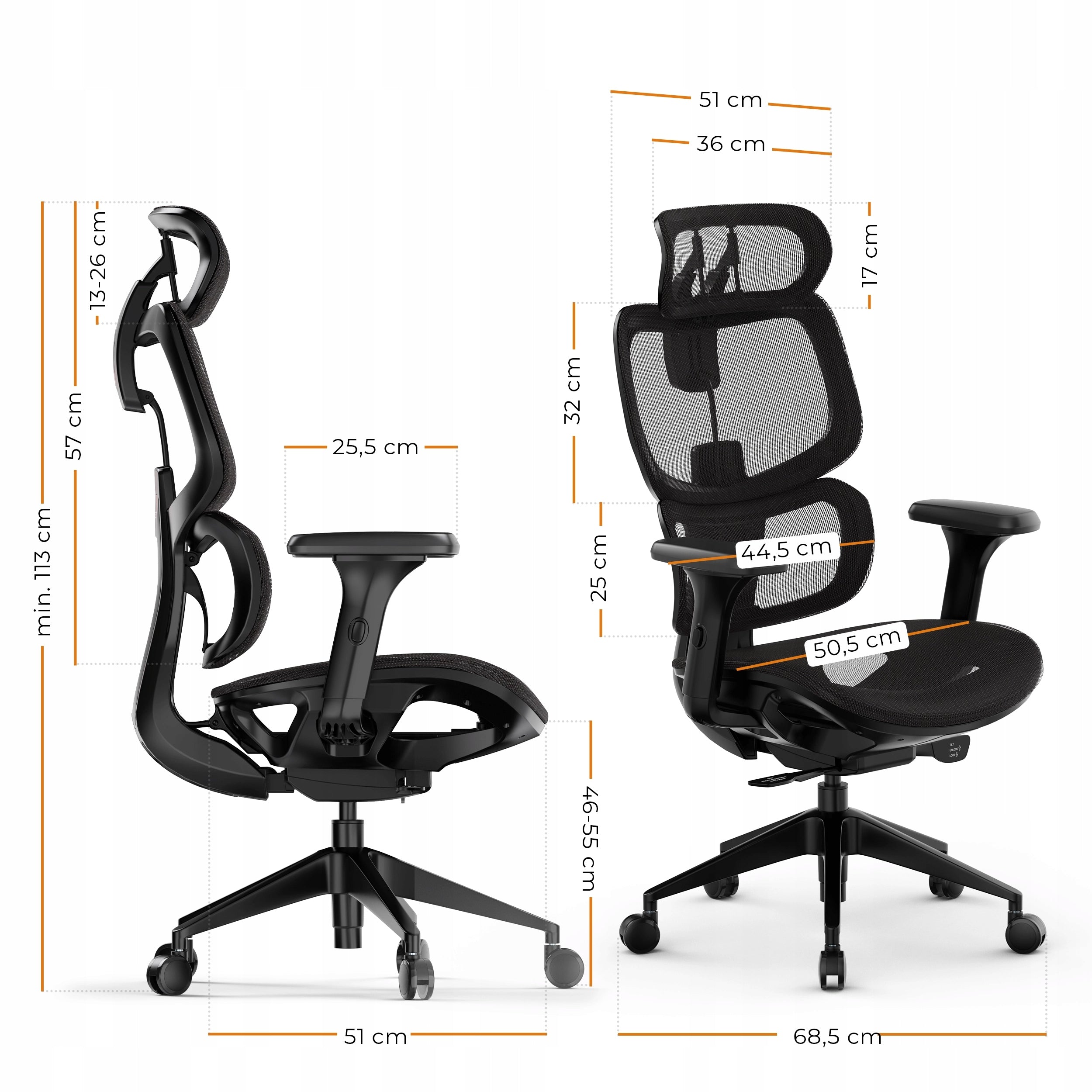 Fotel biurowy ergonomiczny obrotowy Nobu 13154102 czarny z regulowanymi podłokietnikami 3D i zagłówkiem