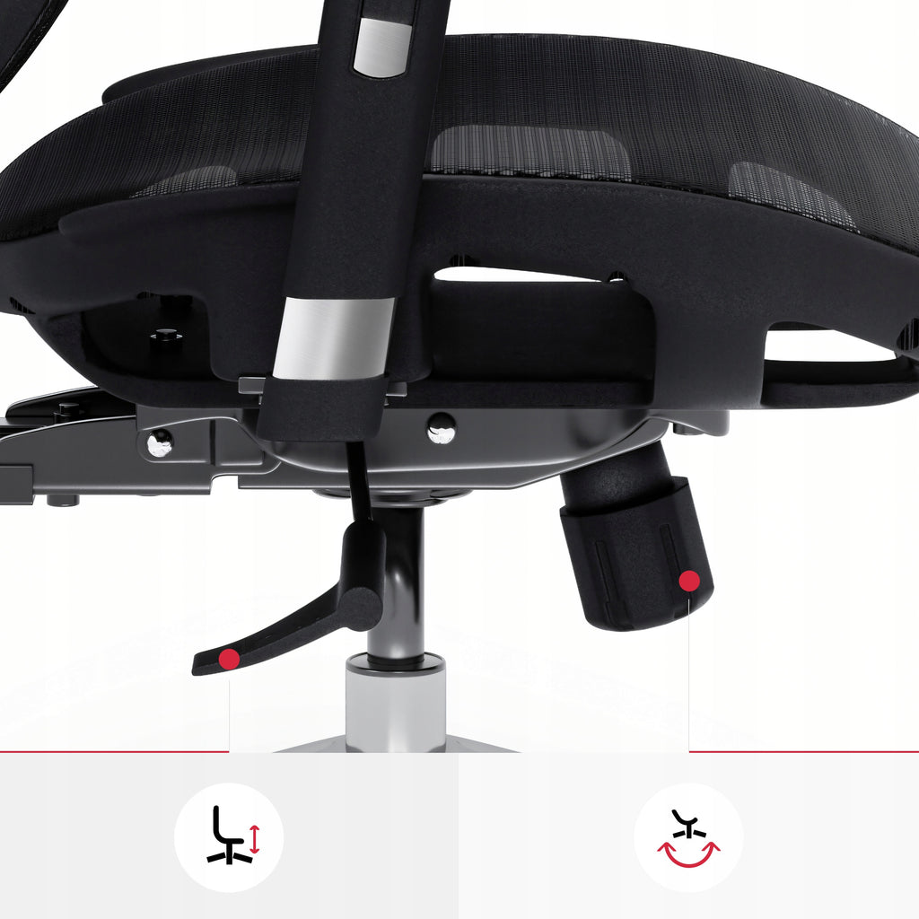 Fotel biurowy ergonomiczny obrotowy V-Basic 950 czarny z regulowanym zagłówkiem i podłokietnikami