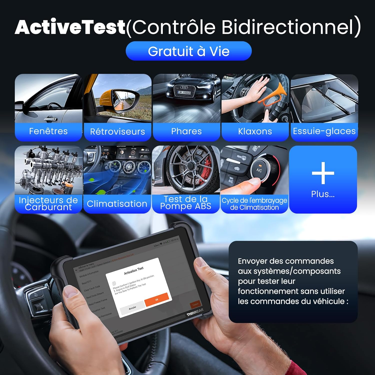 Valise diagnostic auto TK689BT bidirectionnelle écran 8 pouces Android 10 34 réinitialisations CAN FD DoIP Bluetooth