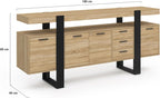 Buffet 180 cm Phoenix XXL en bois noir avec 4 portes 3 tiroirs et étagères de rangement