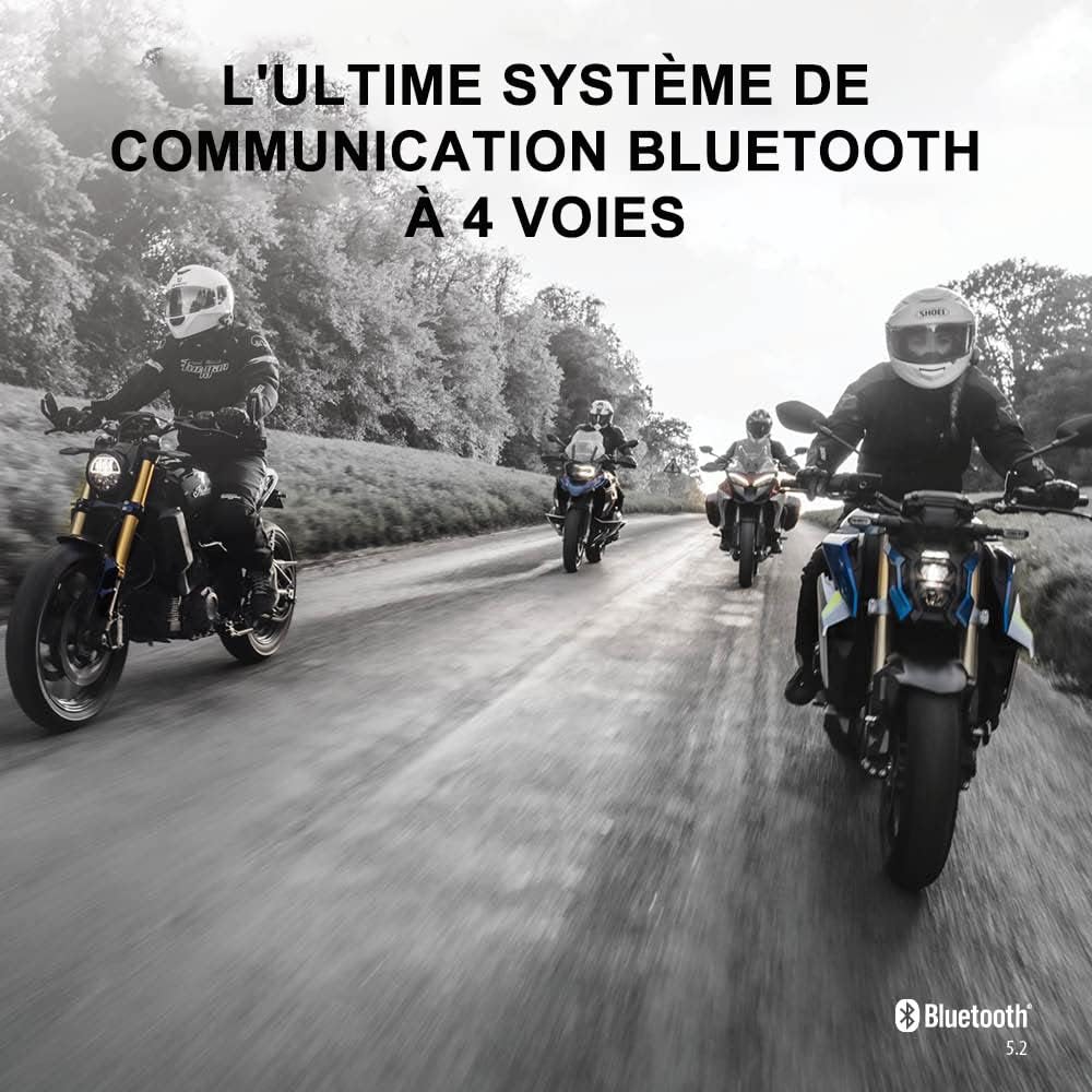 Intercom moto FREECOM 4X Bluetooth 1 unité 40 mm portée 1,2 km étanche commande vocale autonomie 13 h noir