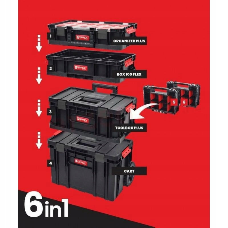 Modułowy Zestaw Skrzynek Narzędziowych Two 6 w 1 Z252597PG002 535 x 390 x 820 mm Skrzynia na Kółkach z Organizerem i Box 100 Flex