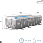 Piscine tubulaire rectangulaire Prism Frame Intex 4 x 2 x 1,22 m 8418 L PVC acier épurateur inclus bleu-gris