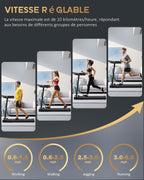 Tapis de course pliable LF-X2DC vitesse 1 à 10 km h moteur 2,0 CV charge 100 kg écran LED