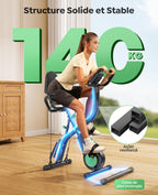 Vélo d'appartement pliable 5 en 1 TEB4 résistance magnétique 16 niveaux écran LCD connexion APP silencieux avec siège réglable capacité 140 kg
