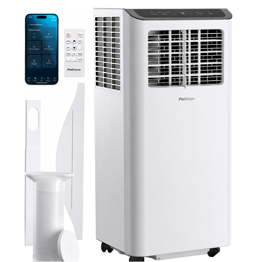 Climatiseur mobile 9000 BTU 4 en 1 WiFi minuterie 24 h télécommande kit fenêtre 22 m² classe A
