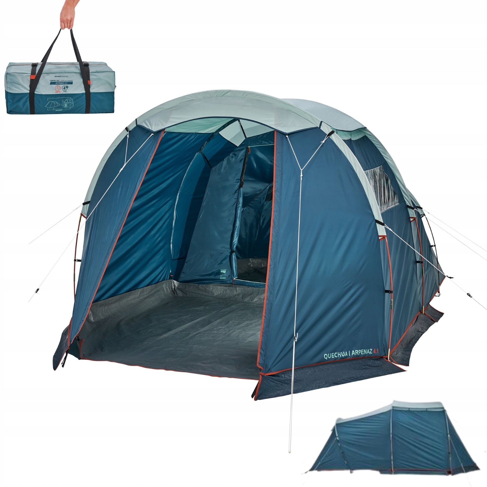 Namiot 4-osobowy Arpenaz 4.1 kempingowy z przedsionkiem szybki montaż i wodoodporność idealny na camping