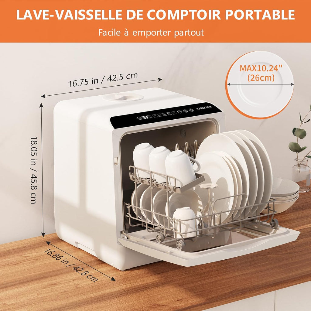 Lave-vaisselle de table TDQR03A 5 L 45 cm 5 programmes écran tactile LED séchage blanc