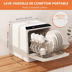 Lave-vaisselle de table TDQR03A 5 L 45 cm 5 programmes écran tactile LED séchage blanc