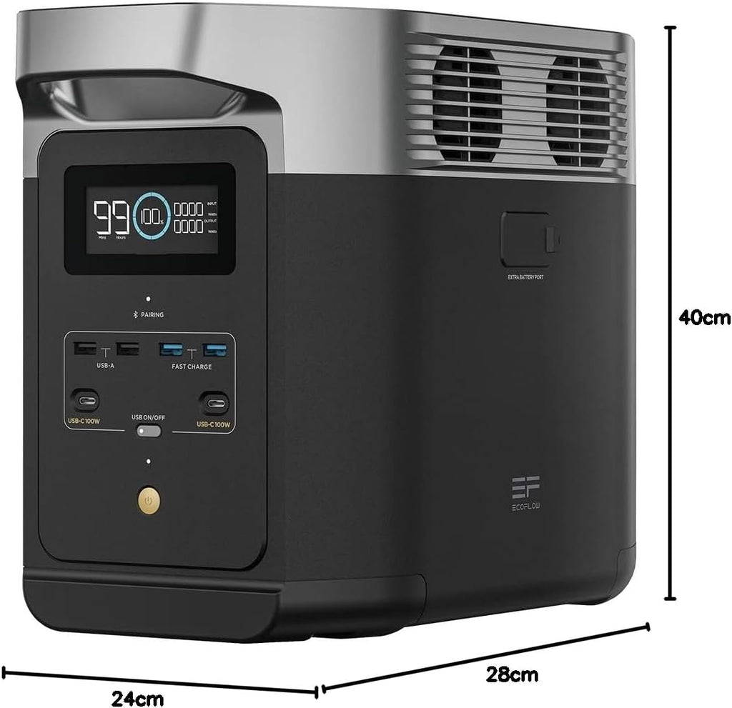 DELTA 2 ZMR330-EU station électrique portable 1 à 3 kWh, batterie LFP, 1800 W, 13 prises