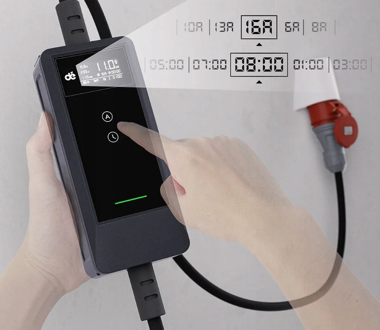 Przenośna ładowarka do samochodów elektrycznych EV Typ 2 11 kW 400 V przewód 7 m sterowanie Wi-Fi