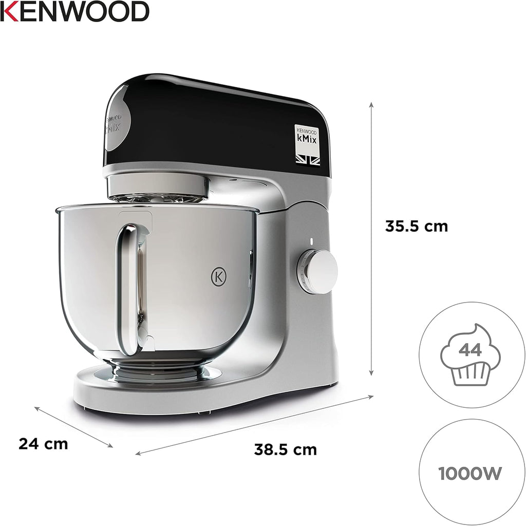 Robot pâtissier kMix KMX750BK 1000 W bol inox 5 L mouvement planétaire 6 vitesses couvercle anti-projection noir