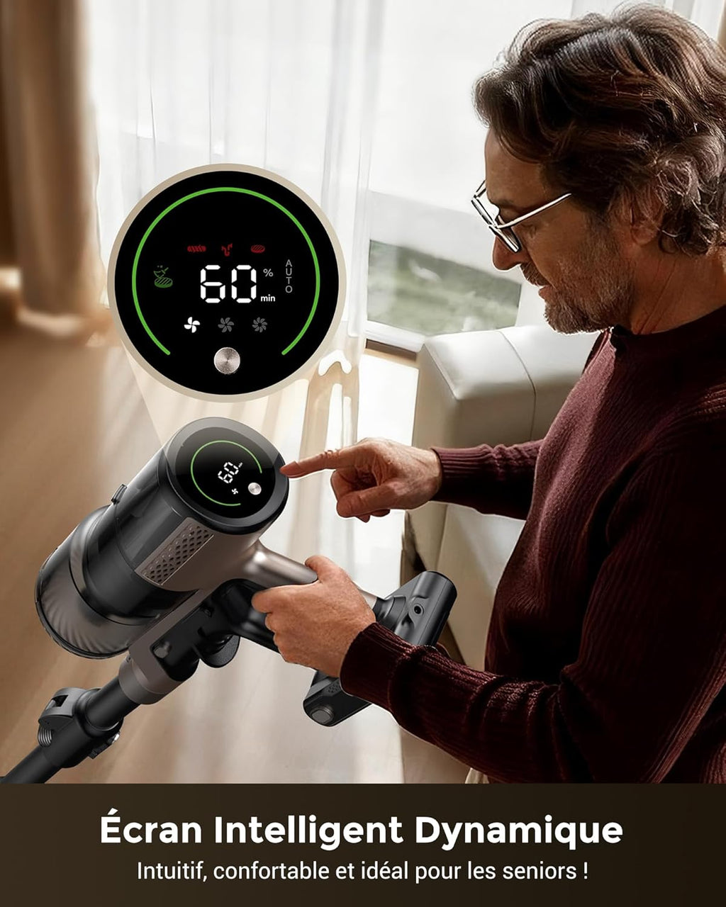 Aspirateur balai sans fil P20 680 W 70 KPa autonomie 70 min aspirateur laveur pliable HEPA brosse anti-enmêlement