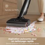 Aspirateur laveur eau et poussière M10 18 kPa portée à plat 180° lavage brosse 75 °C séchage air chaud 5 min