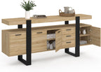 Buffet 180 cm Phoenix XXL en bois noir avec 4 portes 3 tiroirs et étagères de rangement