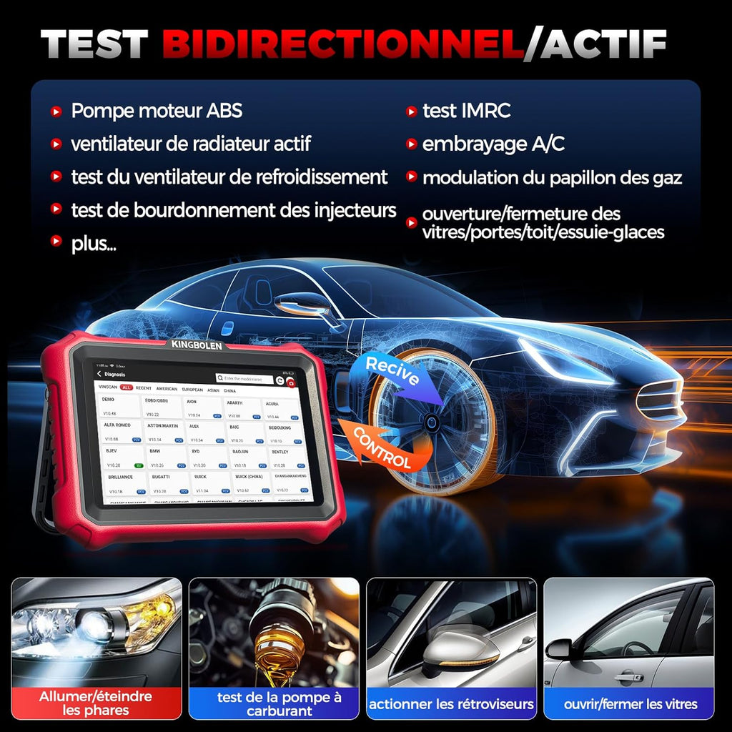 Valise diagnostic auto K8 Pro OBD2 systèmes complets 42 réinitialisations contrôle bidirectionnel CANFD DOIP
