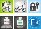 Porte-vélo d’attelage 12010LAS Raven pliable pour 2 vélos charge 50 kg prise 13 broches noir