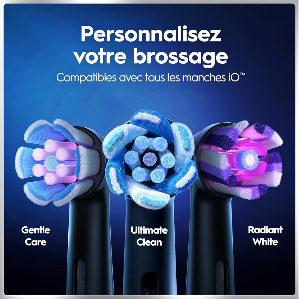 Brosse dents électrique iO 6 noire 5 modes capteur pression écran interactif 2 brossettes étui voyage