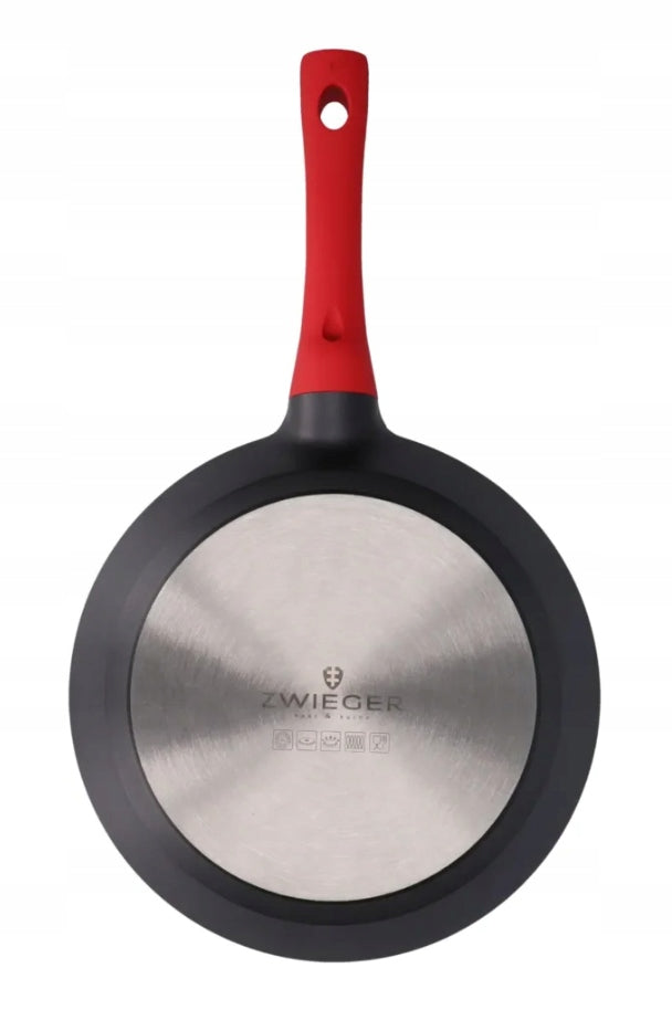Zestaw Patelni Obsidian 3 Elementy 20 cm 24 cm 28 cm Powłoka Nieprzywierająca Greblon Pełna Indukcja Odlewane Aluminium