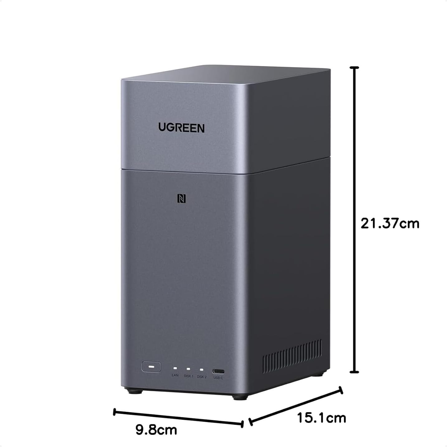 NAS de bureau NASync DH2300 2 baies 4 Go RAM stockage 64 To LAN 1GbE NFC HDMI 4K album photo IA chiffrement