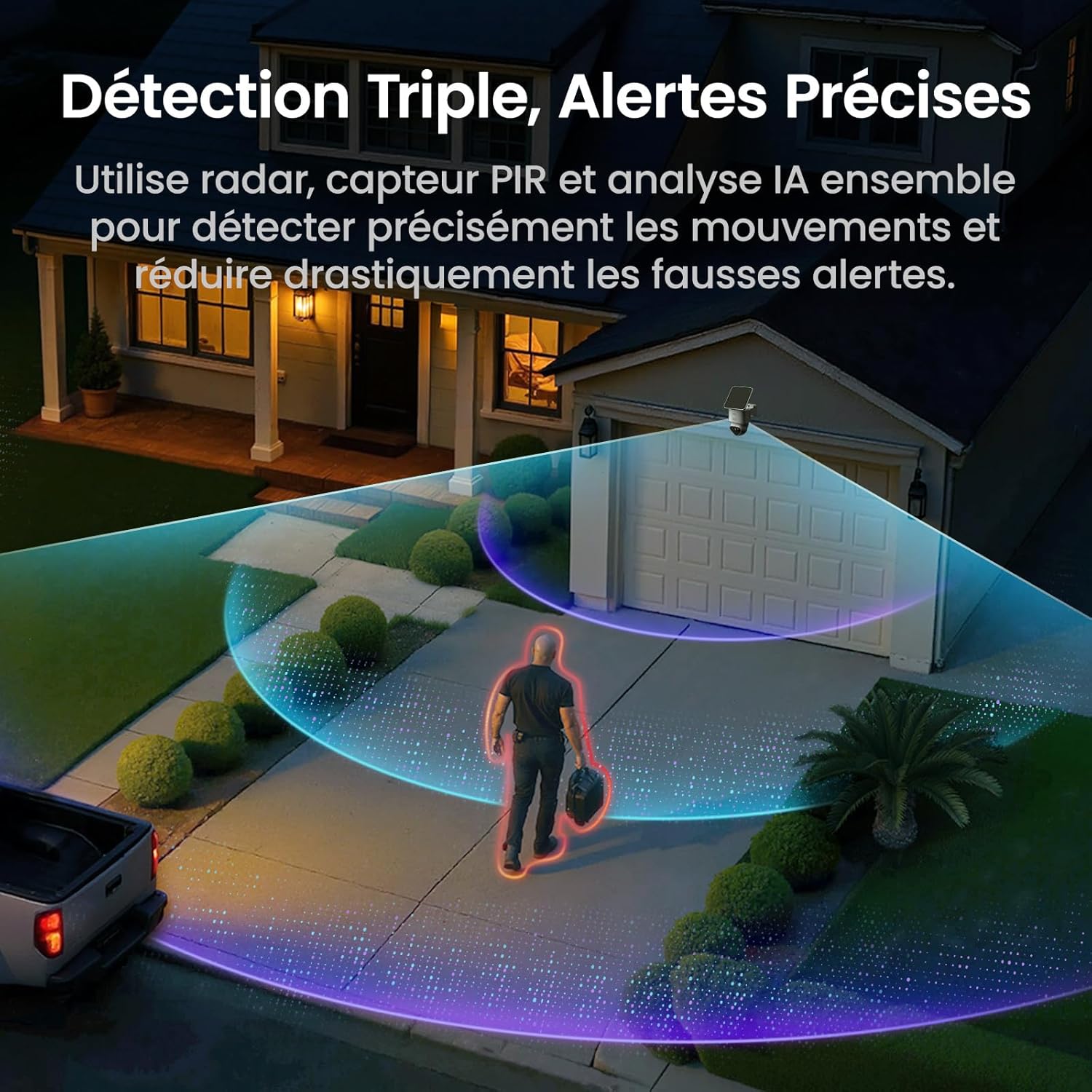 Caméra surveillance 4K T2 Ultra solaire kit 2 caméras 8MP vision nocturne 32 Go local extensible 1 To panorama 360° suivi IA
