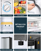 Petit réfrigérateur BR321 91 L avec congélateur 8,5 L thermostat réglable porte réversible acier inoxydable