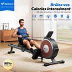 Rameur magnétique d’appartement Q1s 16 niveaux résistance silencieuse application MERACH rails doubles charge 160 kg noir