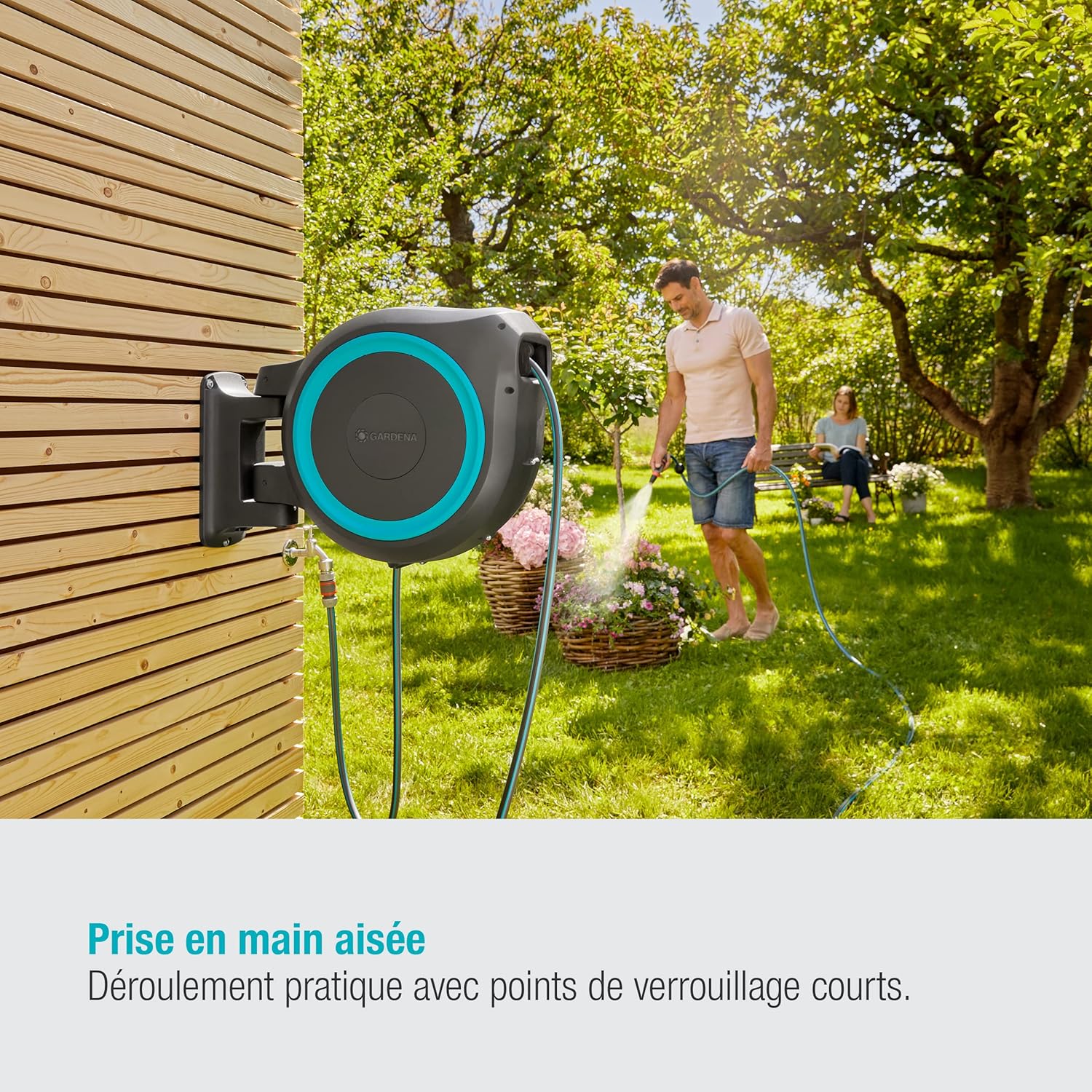 RollUp XL Dévidoir Mural Automatique 35 m Ø13 mm Avec Support Orientable et Accessoires