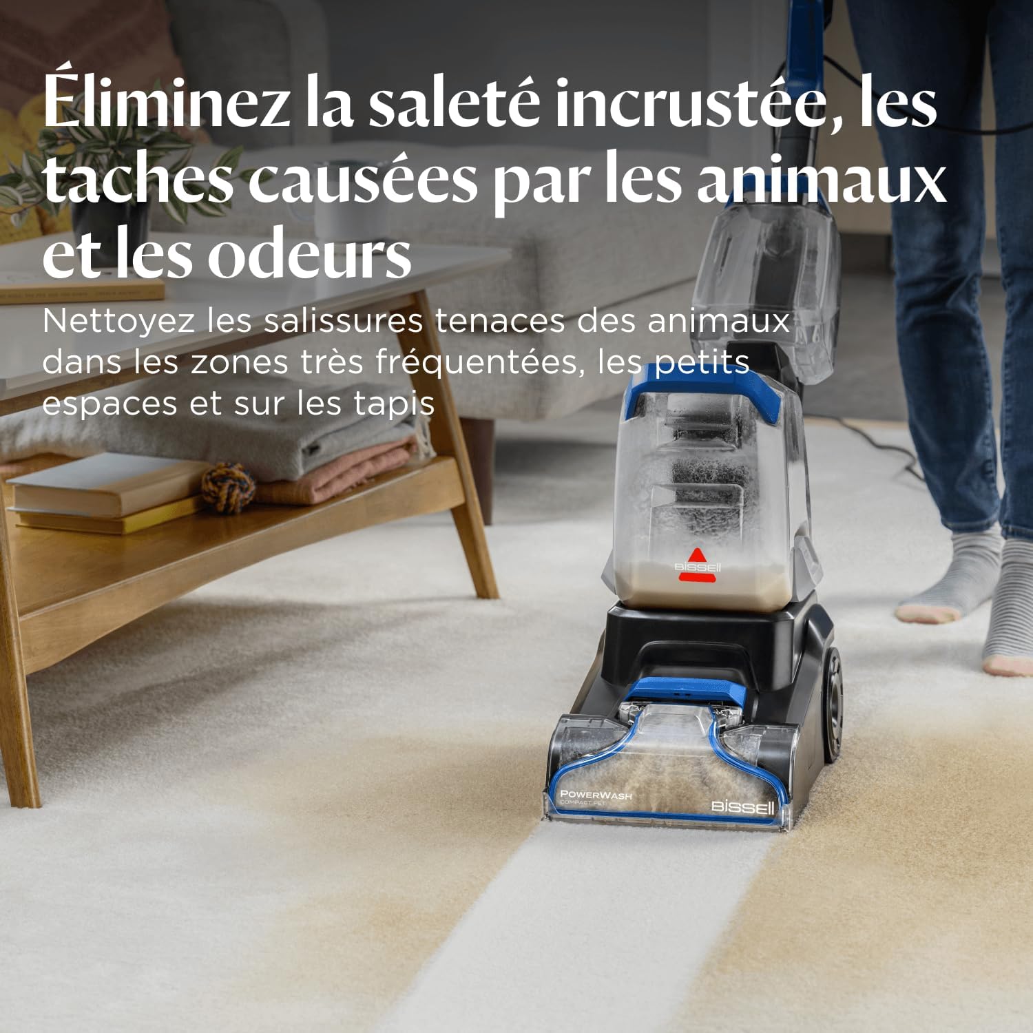 Shampouineuse PowerWash Compact Pet 600W nettoyage taches odeurs animaux canapé tissu tapis moquette