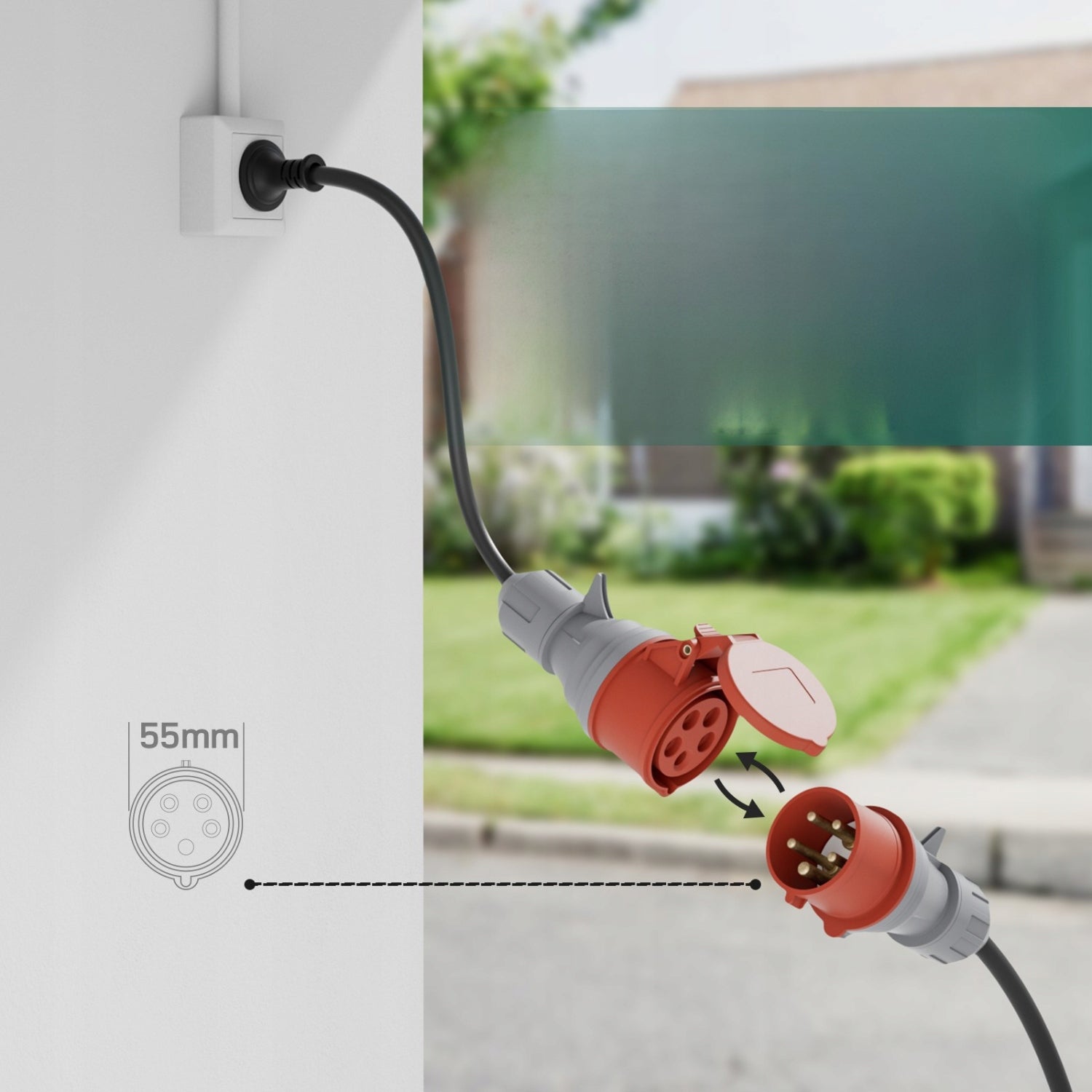 Przenośna ładowarka do samochodów elektrycznych EV Typ 2 11 kW 400 V przewód 7 m sterowanie Wi-Fi