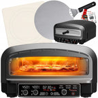 Piec do pizzy elektryczny 2200 W 450°C z kamieniem szamotowym średnicy 37 cm w zestawie łopata