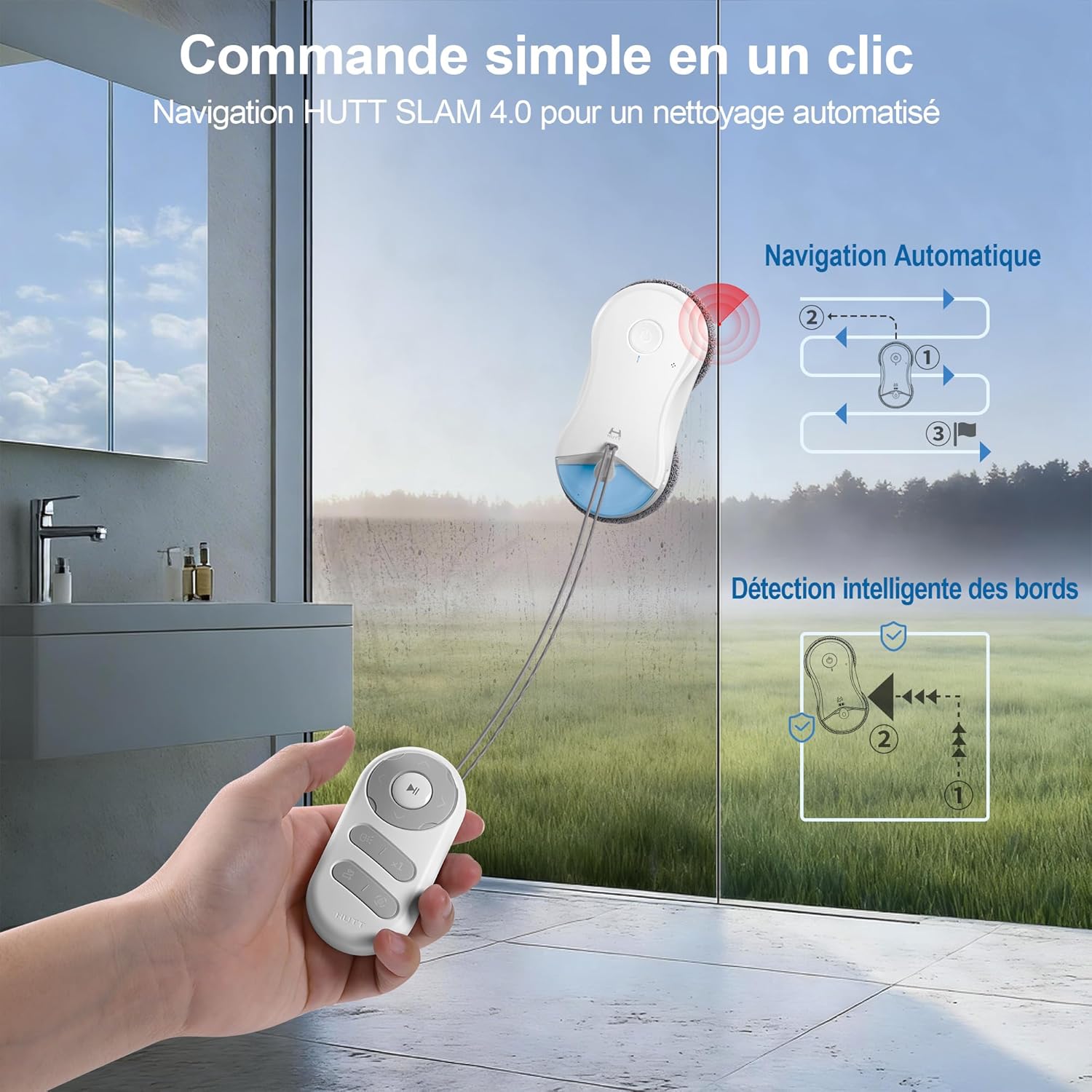 Robot nettoyeur de vitres S55 Pro 6500 Pa réservoir 80 ml navigation SLAM 4 pulvérisation HydroJet sécurité multicouche