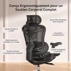 Chaise de bureau ergonomique Doro C300 V2 soutien lombaire dynamique accoudoirs 3D dossier réglable charge 150 kg noir