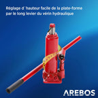 Lot 2 rampes accès avec cric hydraulique 2T pont élévateur auto XXL largeur 257 mm hauteur réglable rouge