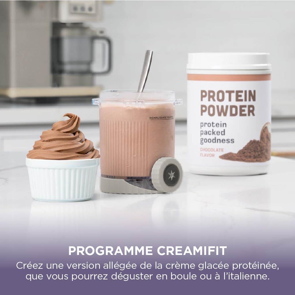 Sorbetière CREAMi Scoop and Swirl NC701EUSTGD 13 modes avec 2 pots 480 ml pour glaces maison
