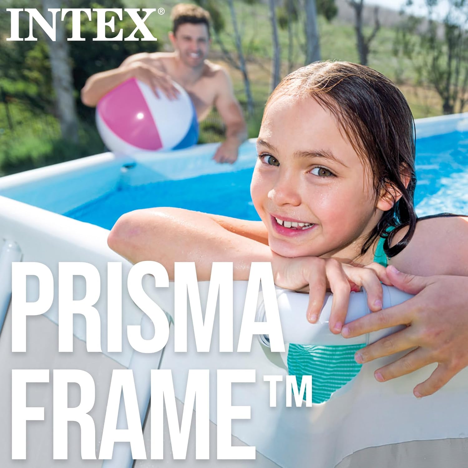 Piscine tubulaire rectangulaire Prism Frame Intex 4 x 2 x 1,22 m 8418 L PVC acier épurateur inclus bleu-gris