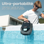 Robot piscine sans fil Scuba SE autonomie 90 min double moteur auto-parking drainage rapide pour piscines 80 m² gris