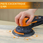 Ponceuse Électrique Sans Balais 150 mm Orbite 5 mm Avec 6 Vitesses et 10 Abrasifs