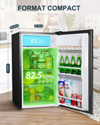 Petit réfrigérateur BR321 91 L avec congélateur 8,5 L thermostat réglable porte réversible acier inoxydable