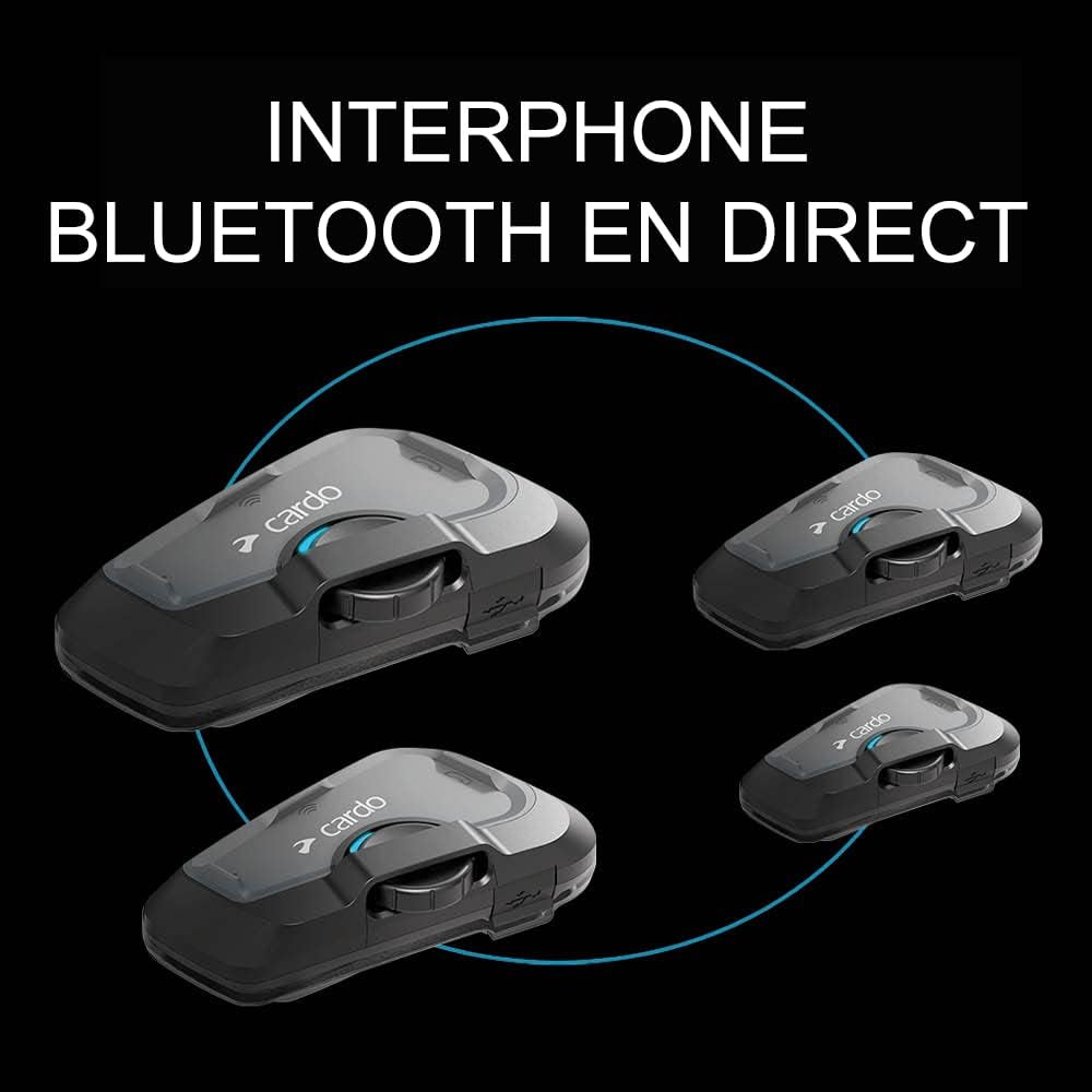 Intercom moto FREECOM 4X Bluetooth 1 unité 40 mm portée 1,2 km étanche commande vocale autonomie 13 h noir