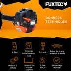 Débroussailleuse thermique professionnelle FX-PS152 52 cm³ 3 CV 2 en 1 coupe 30 cm tête double fil lame 3 dents noir