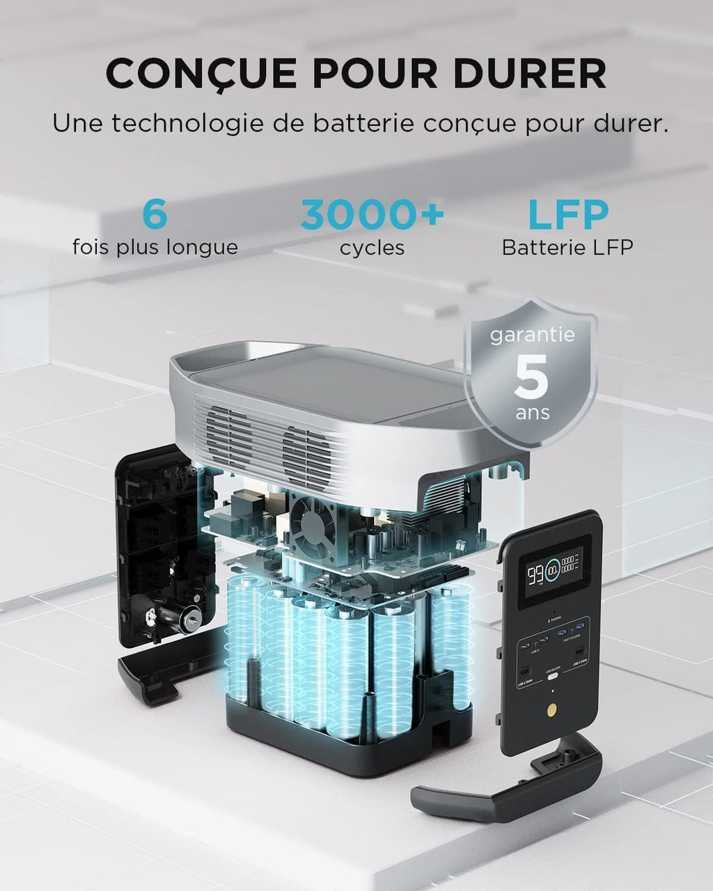 DELTA 2 ZMR330-EU station électrique portable 1 à 3 kWh, batterie LFP, 1800 W, 13 prises