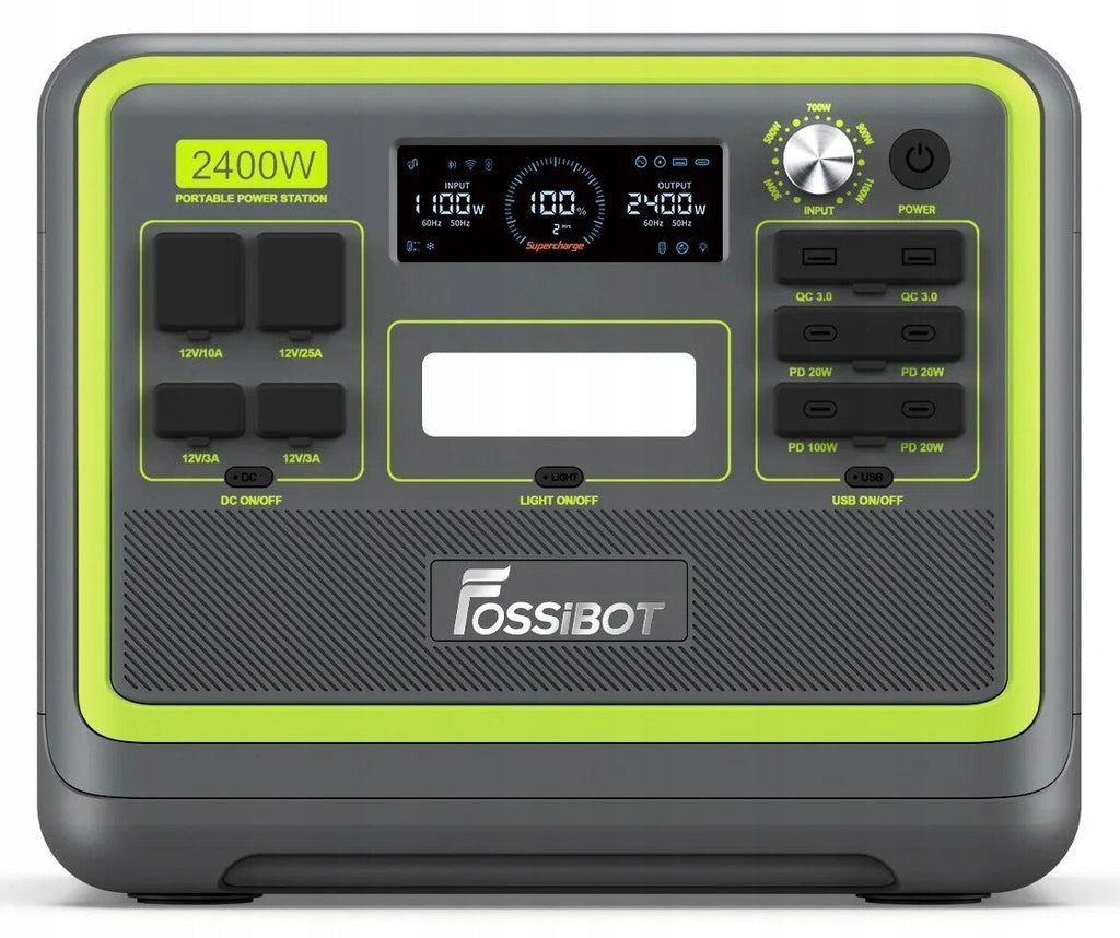 Przenośna stacja zasilania F2400 2048Wh 2400W LiFePO4 z ładowaniem solarnym i portami USB-C