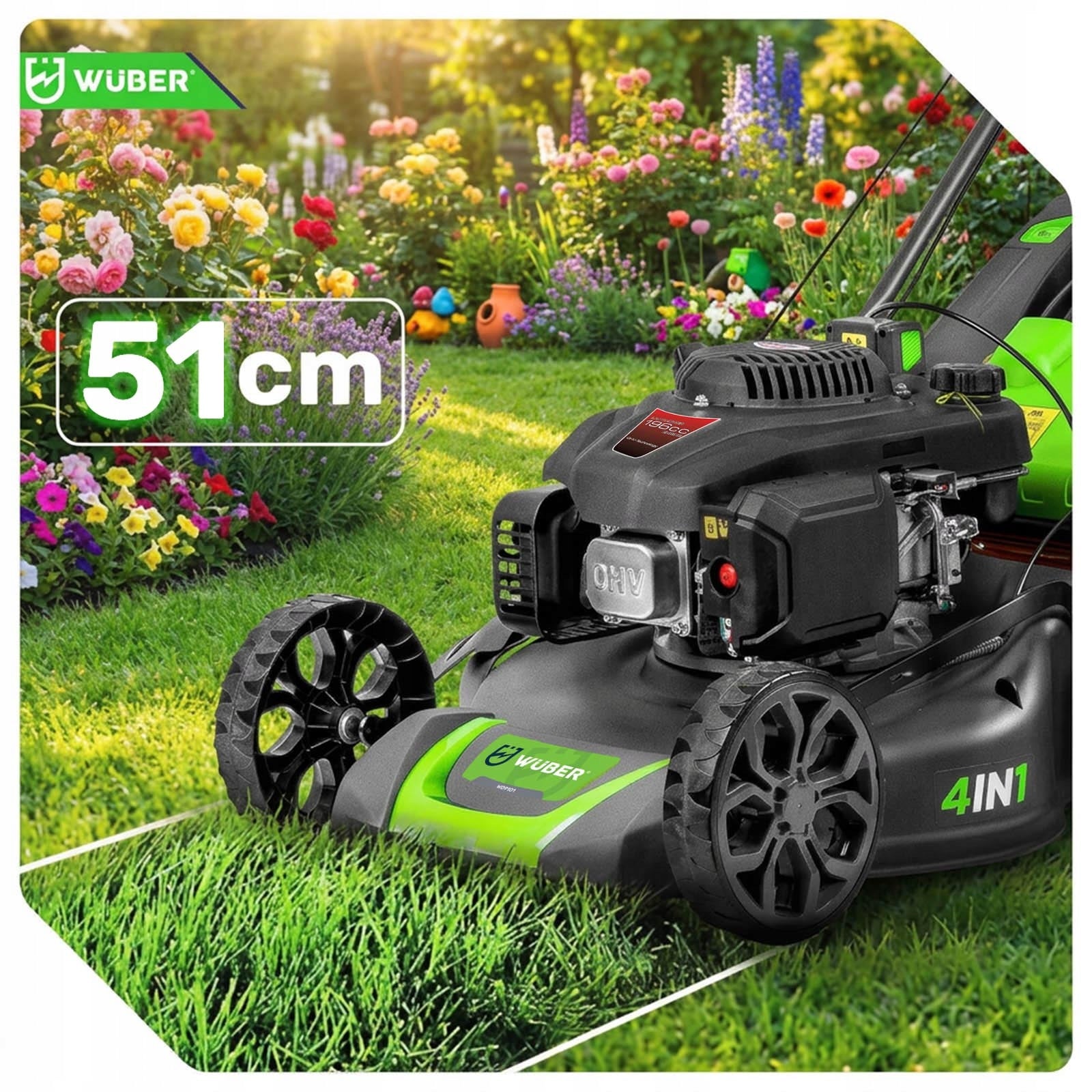 Kosiarka spalinowa do trawy z silnikiem i napędem mulczowaniem mocna 51 cm 70 l z olejem w zestawie