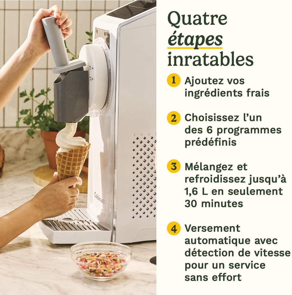 Machine à glace Frost Fusion 6 en 1 1,6 L avec compresseur intégré 6 programmes maintien au froid blanc