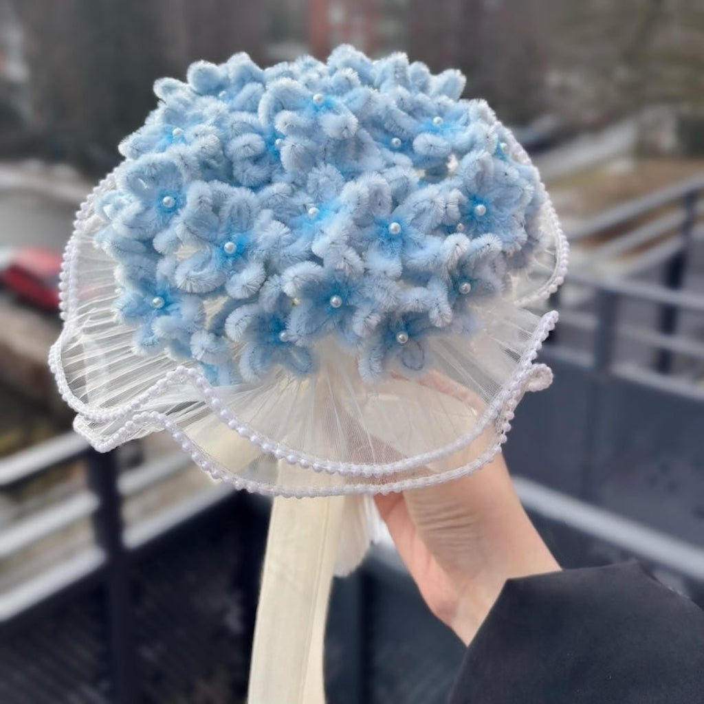 Blumenstrauß aus Pfeifenreinigern – Vergissmeinnicht – Handgefertigt