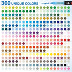 Feutres acryliques 360 couleurs pointe pinceau marqueurs multi-surfaces papier verre bois céramique textile plastique