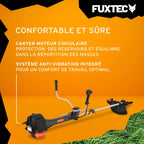 Débroussailleuse thermique professionnelle FX-PS152 52 cm³ 3 CV 2 en 1 coupe 30 cm tête double fil lame 3 dents noir
