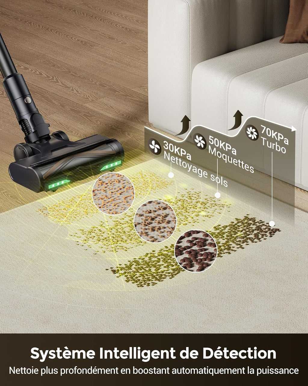 Aspirateur balai sans fil P20 680 W 70 KPa autonomie 70 min aspirateur laveur pliable HEPA brosse anti-enmêlement